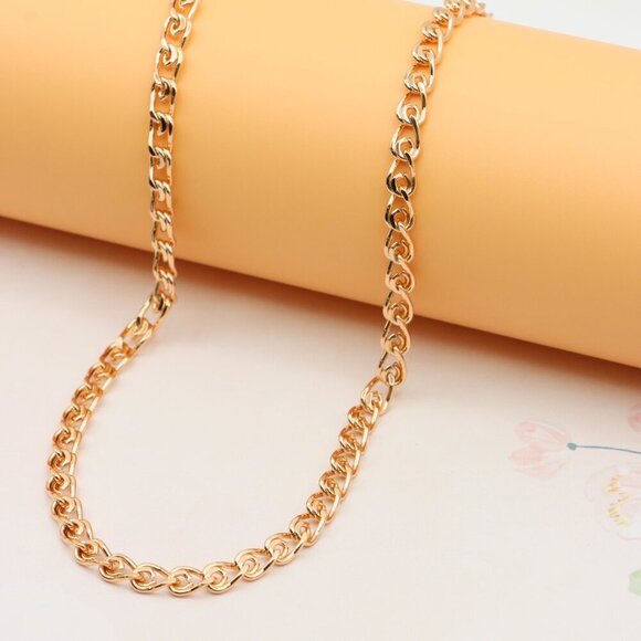 Bold Rose Gold Curb Chain Necklace Polished Statement Piece, XPNL0285 - Picture 8 of 12